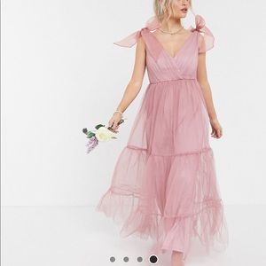 ASOS PETITE pink tulle dress with bows